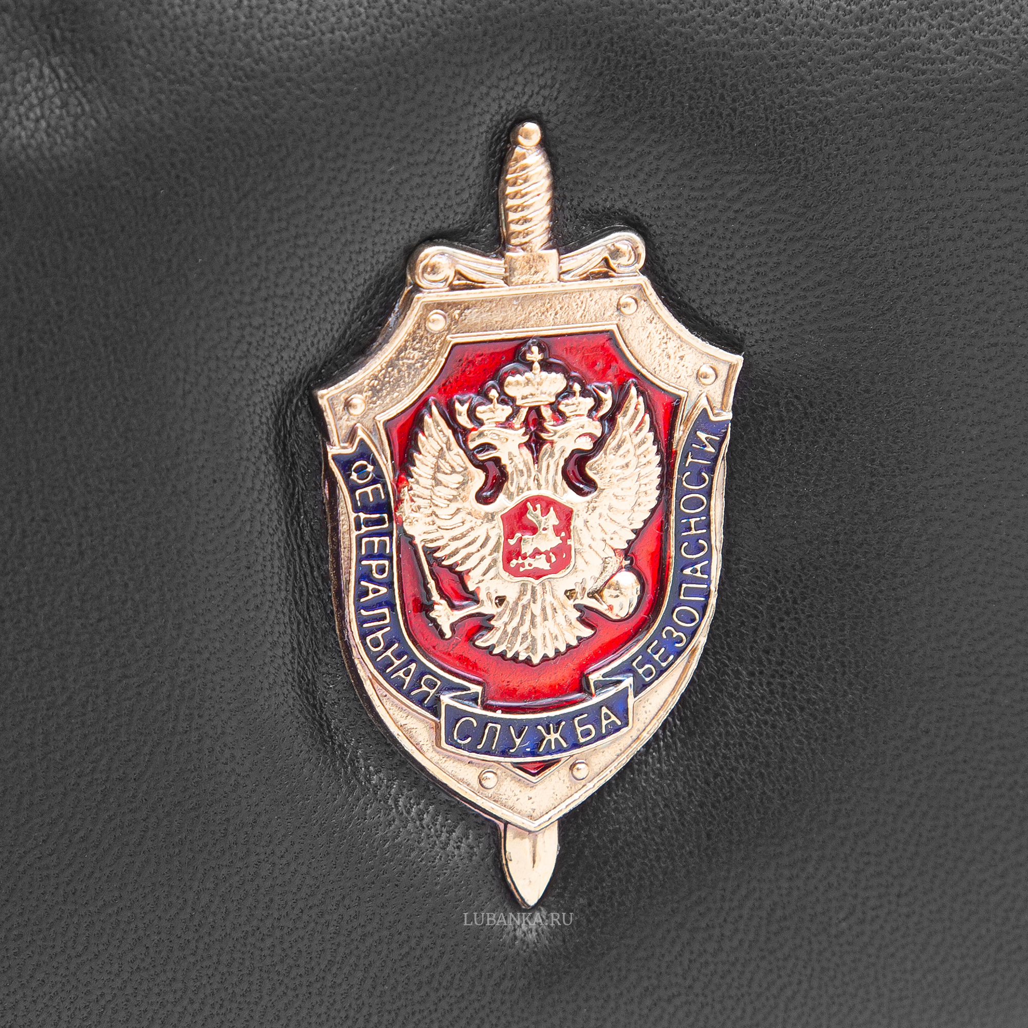 Обложка для удостоверения ФСБ с жетоном узкая пухлая чёрная
